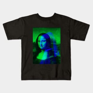 Mona Lisa with a Pearl Earring Interactive Green&Blue Filter By Red&Blue Kids T-Shirt